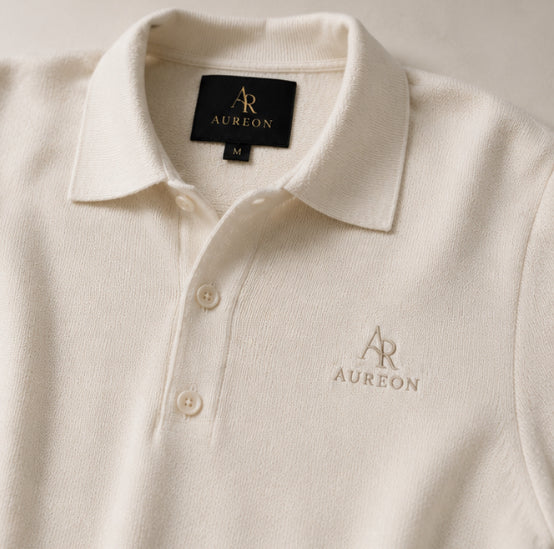 AUREON Knit Polo – Ivory White