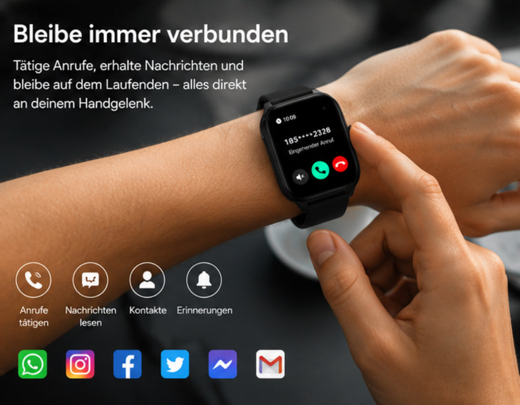 NovaFit™ Smartwatch – 2,01” HD Touchscreen | Bluetooth-Anrufe | 100+ Sportmodi