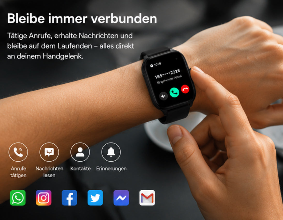 NovaFit™ Smartwatch – 2,01” HD Touchscreen | Bluetooth-Anrufe | 100+ Sportmodi