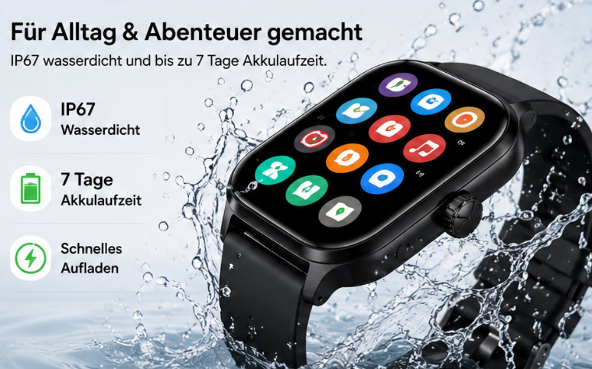 NovaFit™ Smartwatch – 2,01” HD Touchscreen | Bluetooth-Anrufe | 100+ Sportmodi