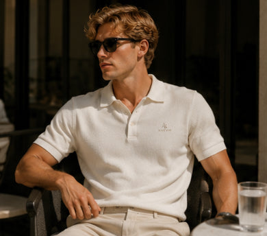 AUREON Knit Polo – Ivory White