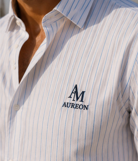 AUREON Monaco Shirt – Sky Blue Stripe
