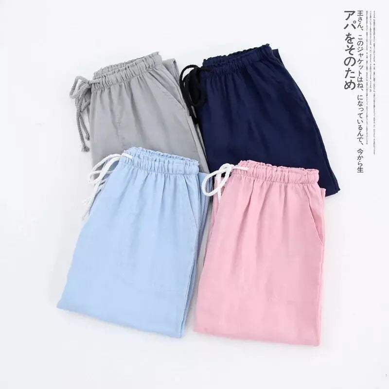 Spring Couples Cotton Gauze Sleep Pants