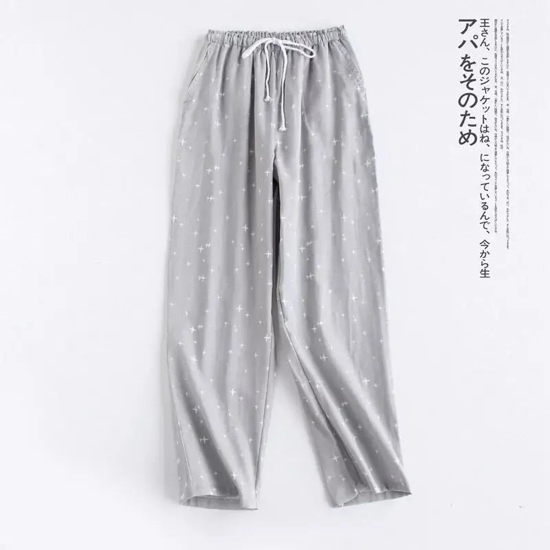 Spring Couples Cotton Gauze Sleep Pants