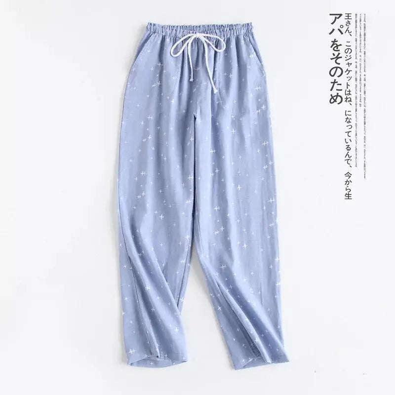 Spring Couples Cotton Gauze Sleep Pants