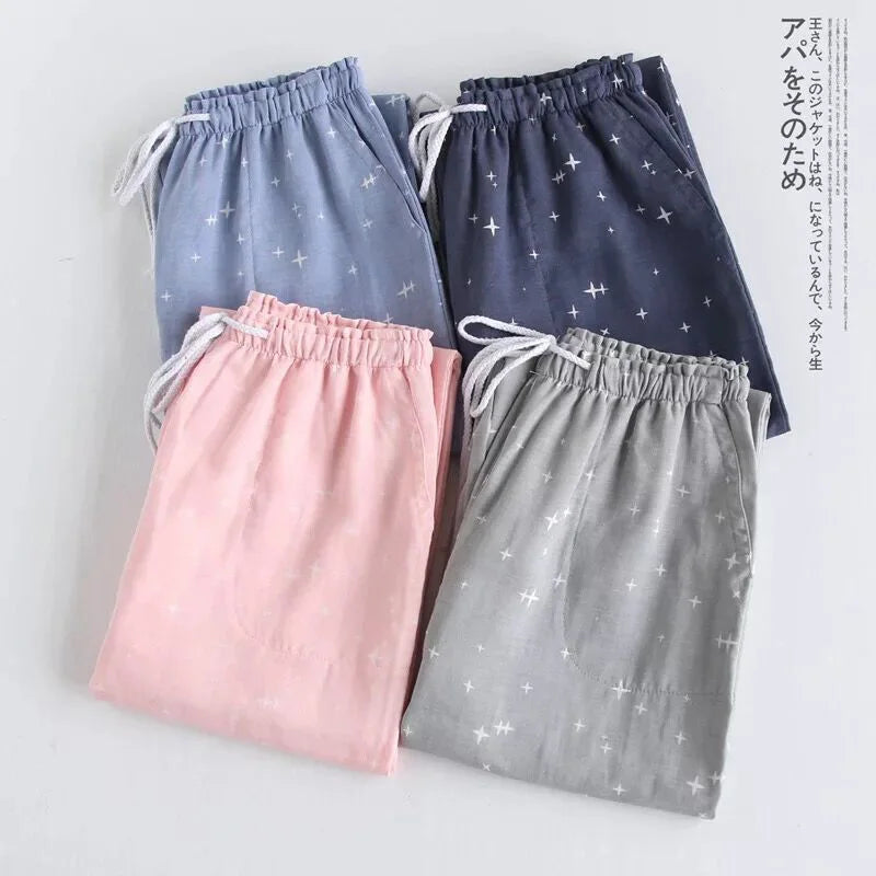 Spring Couples Cotton Gauze Sleep Pants